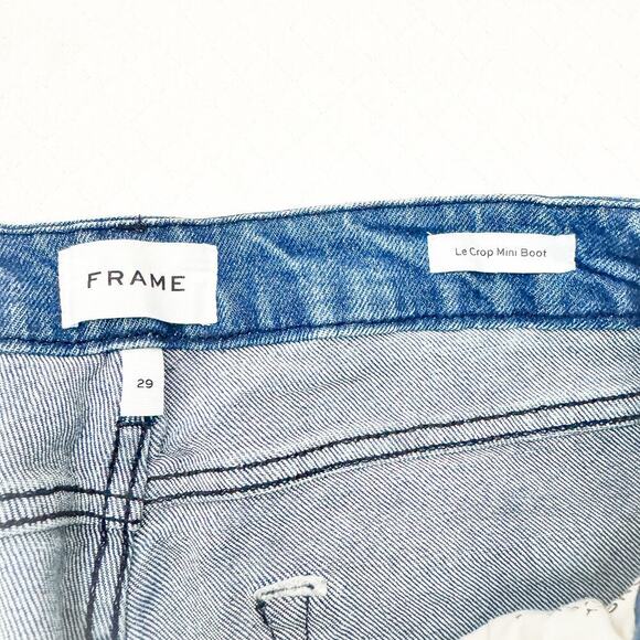 Frame Le Crop Mini Boot Huntdale LCMBRA118 Dak Wash Raw Hem Denim Jeans Size 29 - Picture 6 of 8